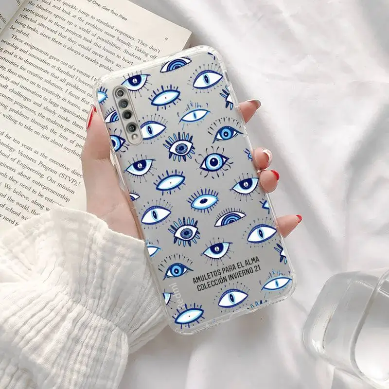 Turkish Lucky Blue Evil Eye Phone Case Transparent For Xiaomi Redmi note 12 11 7 8 9 10 E s i T note ultra X3 pro 5G 4G