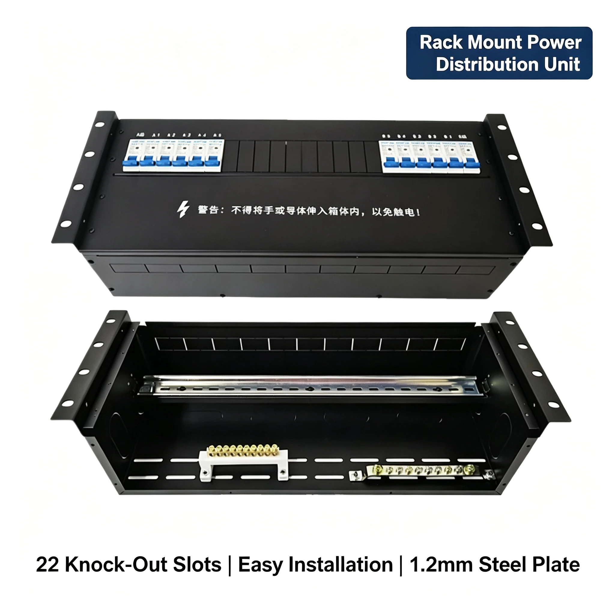 19in Rack Mount PDU Circuit Breaker Module Box 2U/3U/4U Standard Equipment Cabinet Power Distribution Organizer For Server Room