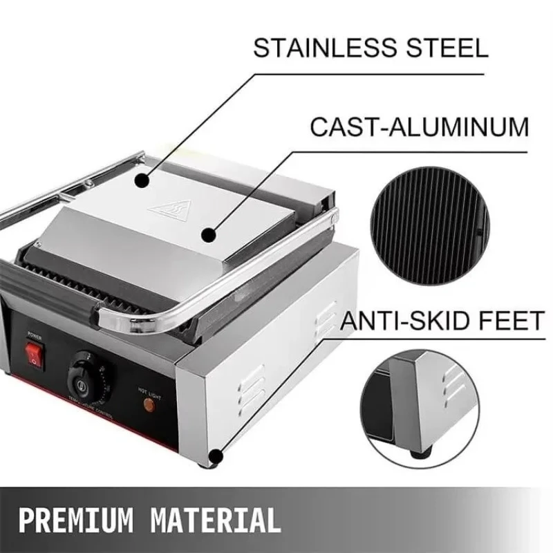 Stainless Steel Power Plate Electric Contact Grill Non Stick Surface Double  Sided Heating For Home Kitchen Restaurant BBQ Party
