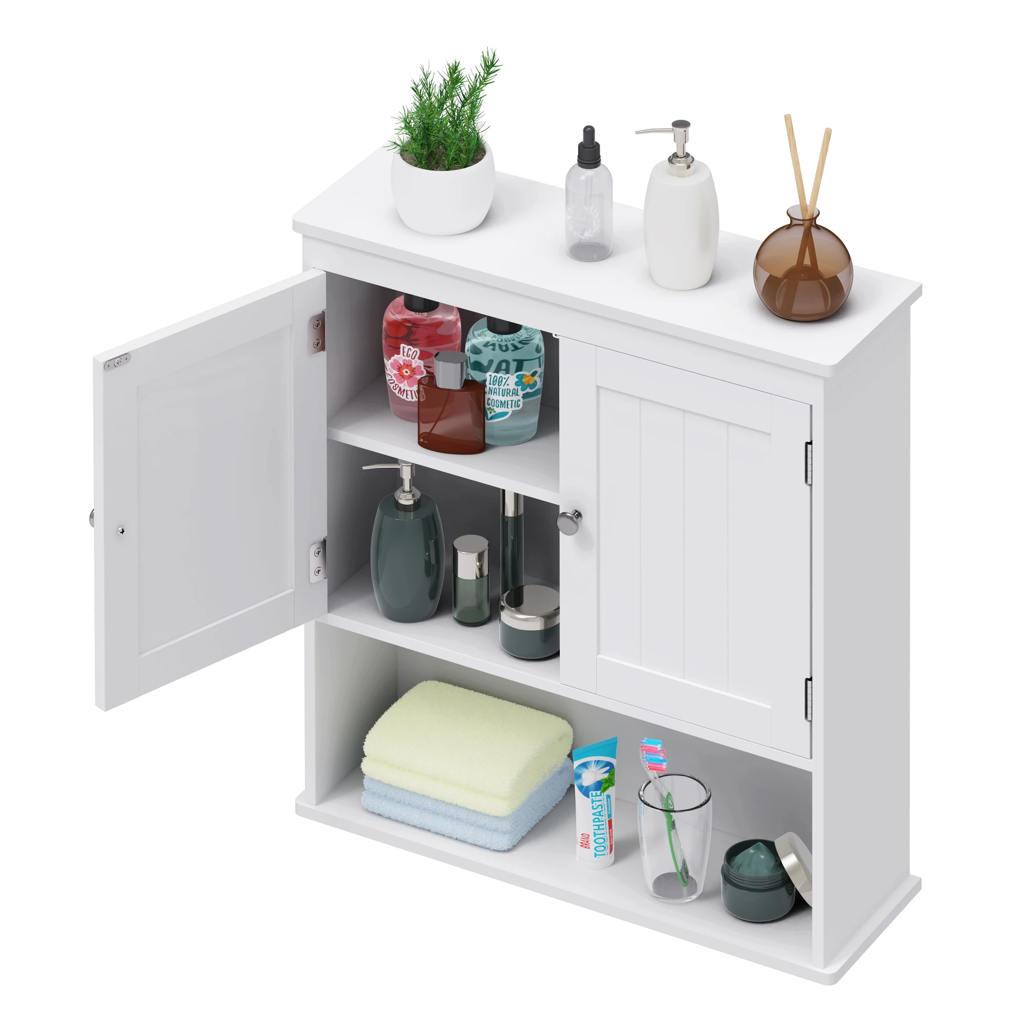 Hanging Cabinet with Double Door Multi-function Storage Cabinet for Kitchen Bathroom ,white