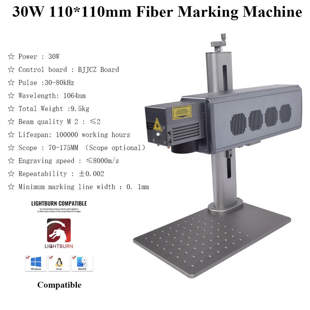 30W Fiber Laser Engraver Portable Business Laser Marking Machine for Fast Precise Engraving Plastic Leather All Metals EU Stock