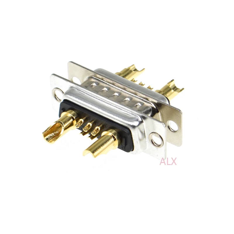 1PCS 7W2 30A Gold plated MALE FEMALE high current CONNECTOR D-SUB adapter solder type 5+2 plug jack high power 7 Power Position