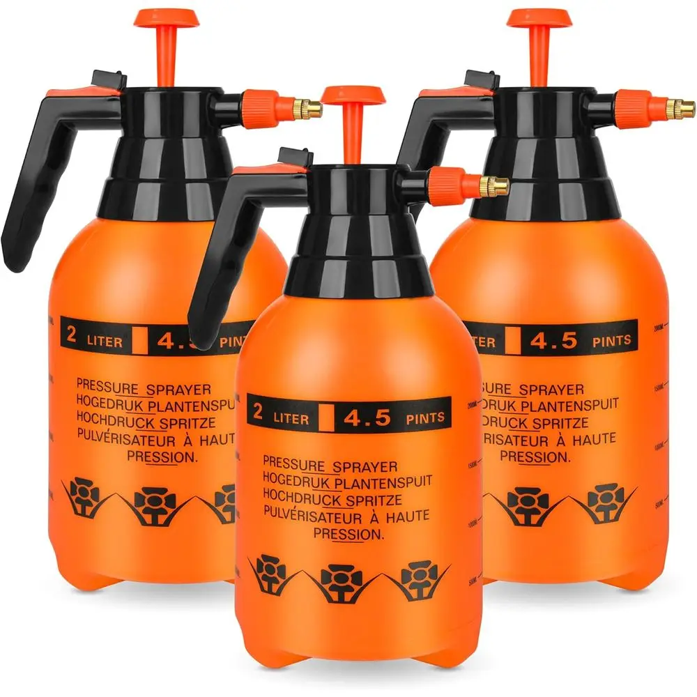 

3 Pcs 1/2 Gallon Plastic Handheld Pump Sprayer – Sprayer Bottle with Adjustable Nozzle for Plants, Cleaning, Household Tasks – O