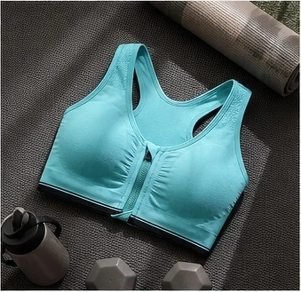 Front Zipper Sports Bra for Women Padded High Impact No Wire Comfortable Breathable Sweat Absorbing Yoga Running Walking Workout