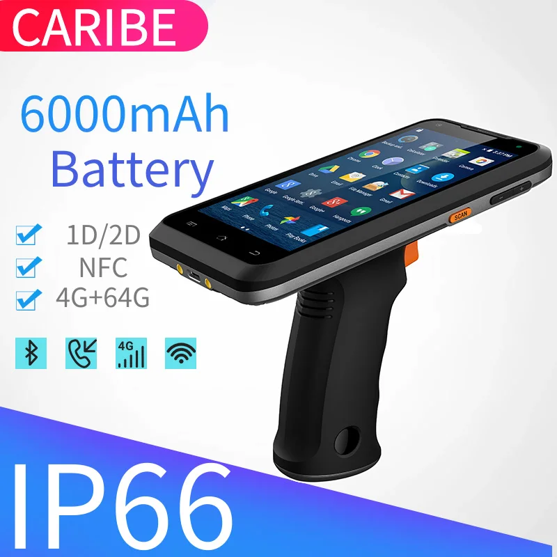 CARIBE PL-55L Pistol GRIP handheld Terminal Data Collector QR Code Barcode scanner Industrial Android PDA