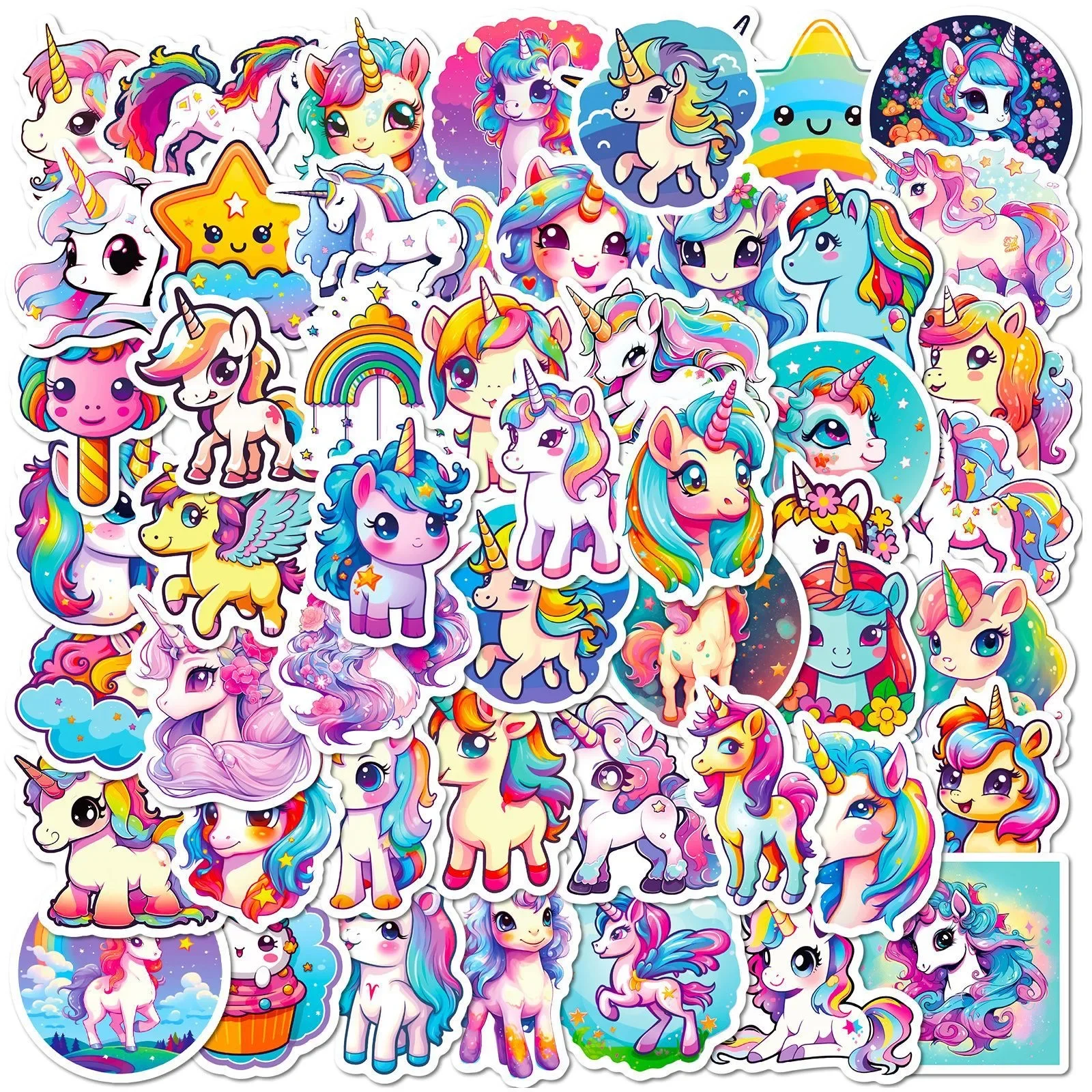 10/50pcs Cartoon Cute Rainbow Unicorn Stickers Aesthetic Scrapbooking Laptop Travel Luggage Laptop Wall Car Decoration Sticker