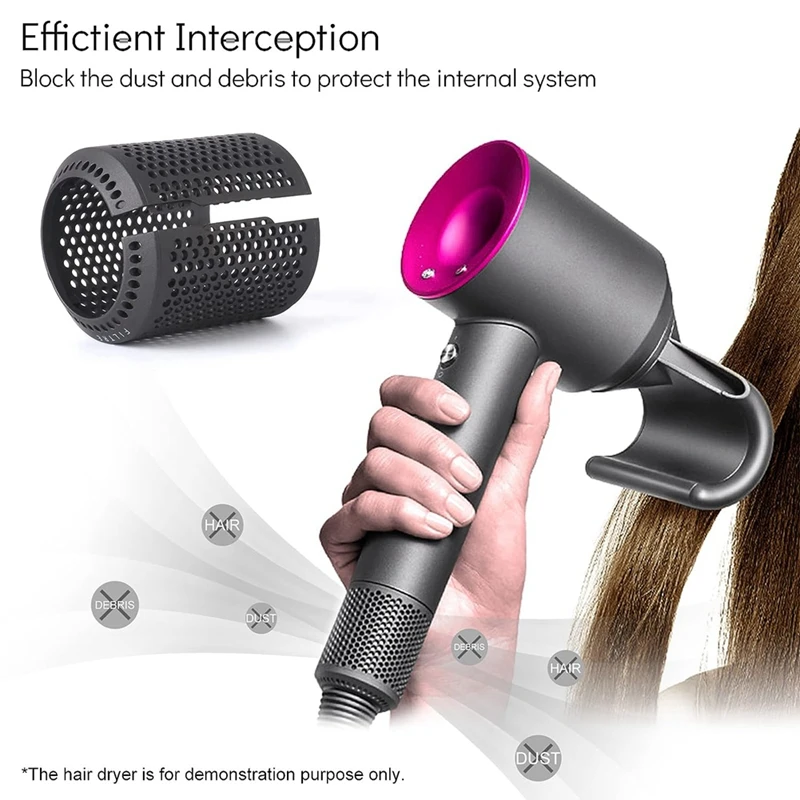 Hair Dryer Filter Replacement For Dyson Supersonic HD01 HD03 HD08 Models, Outer Filter Repair Parts With Clean Brush