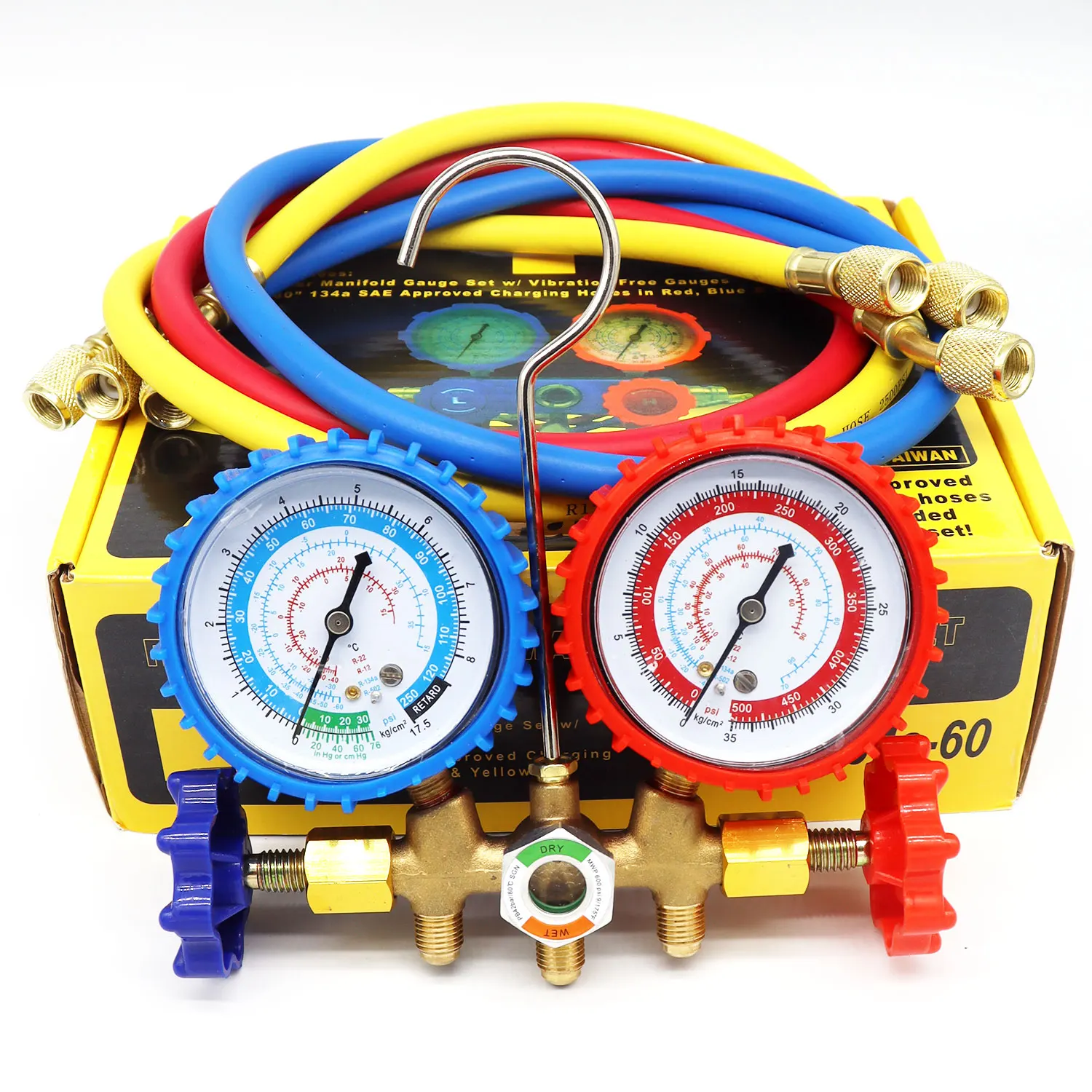 R134a R22 R12 R502 Refrigerant manifold meter set AC manifold meter set Refrigerant diagnostic meter set Air conditioning tool