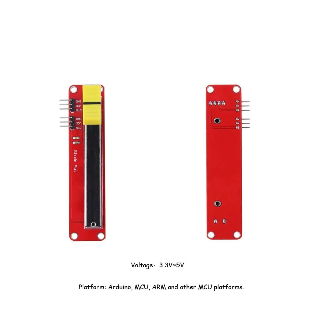1 ชิ้นสีแดง 10 พัน Linear Potentiometer สไลด์โมดูลอะนาล็อกเซนเซอร์ 3.3 โวลต์ - 5 โวลต์ Dual Output สําหรับ Arduino MCU ARM Electronics โมดูล