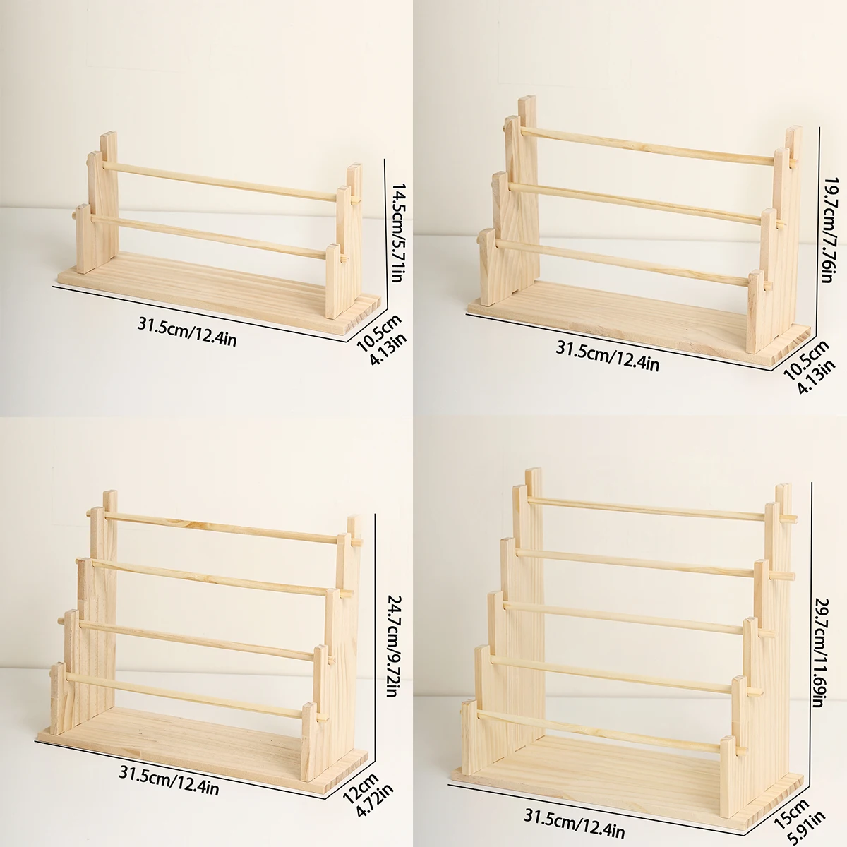 1 قطعة الخشب الصلب 2-Layer/3-layer/4-Layer/5-Layer إكسسوارات الشعر سطح المكتب حامل مجوهرات مناسبة لحبل الشعر ومنظم هوب