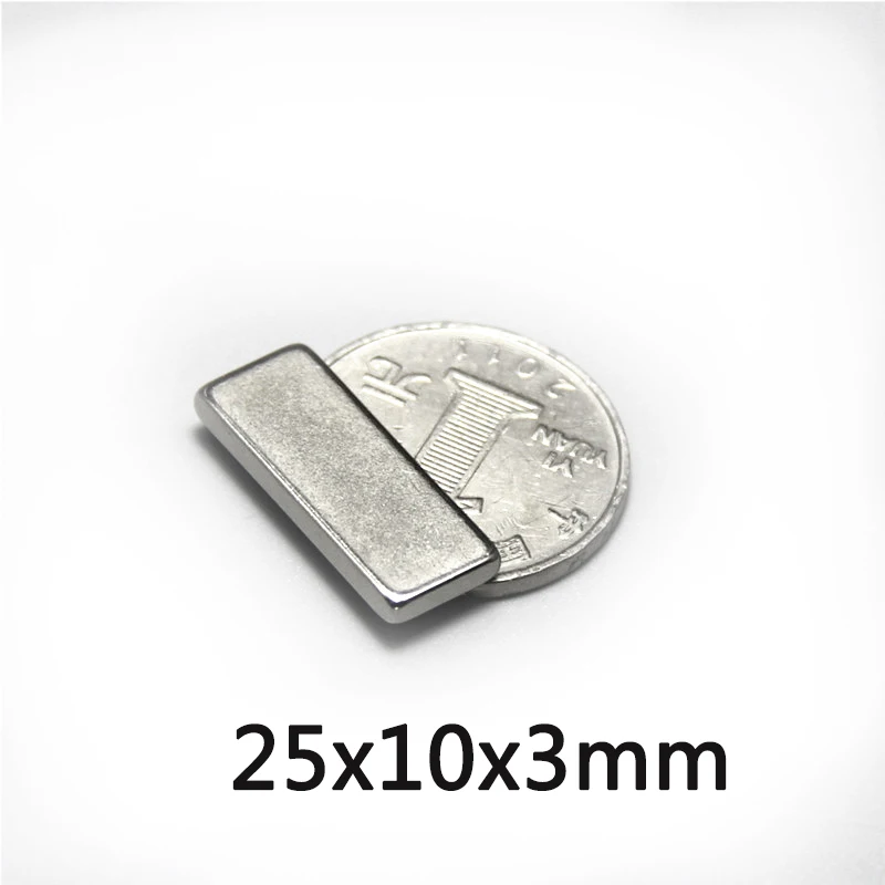 25X10X3mm N35 Square Super Strong Magnetic Magnets 25mmX10mmx3mm Permanent Neodymium 25x10x3mm Block Magnet 25*10*3