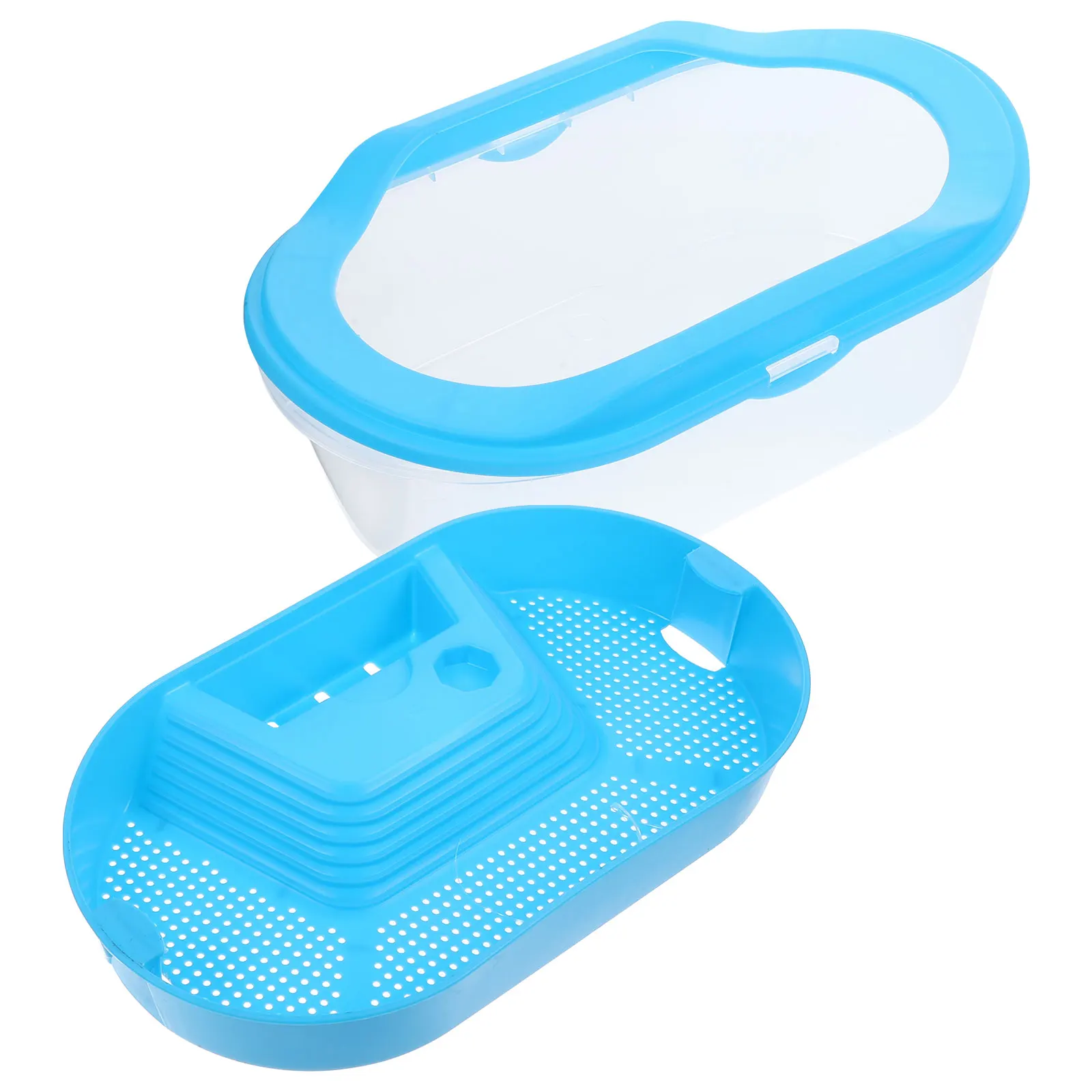 

Triple Layer Plastic Turtle Tank Container Detachable Base Easy Cleaning Spacious Turtle Feeding Box -Resistant