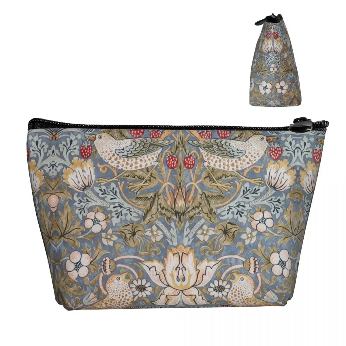 Bolsa de higiene feminina ladrão de morango, william morris, padrão têxtil, organizador de cosméticos, armazenamento de beleza, caixa de kit dopp