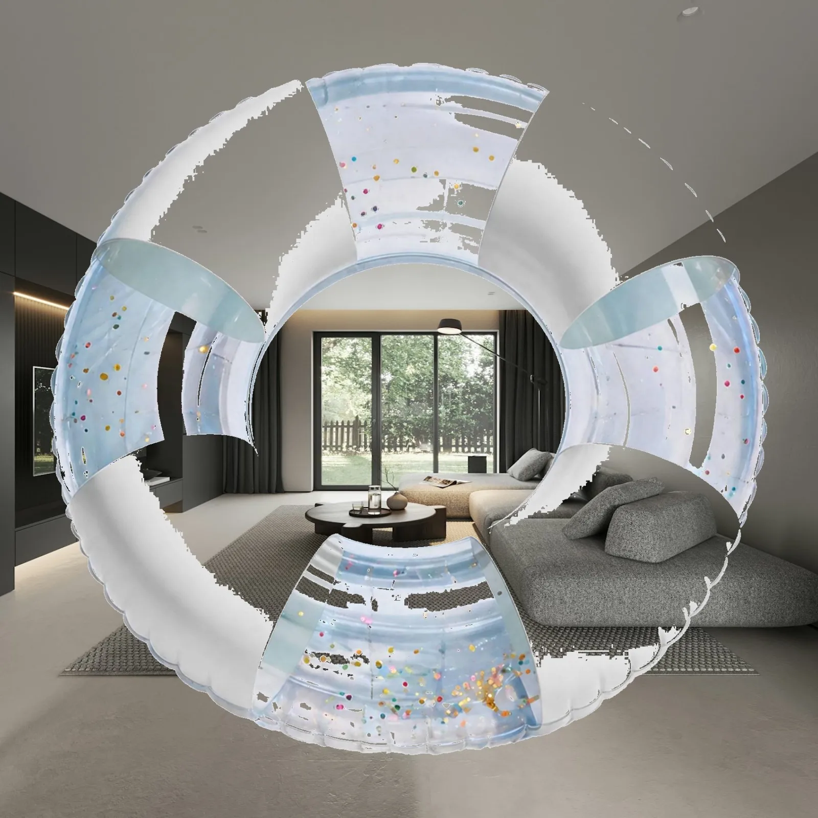 Inflatable Swim Float Transparent Inflatable Pool Tube Pool Flotation Device Float Lightweight Swimming Tube Easy-to-Inflate