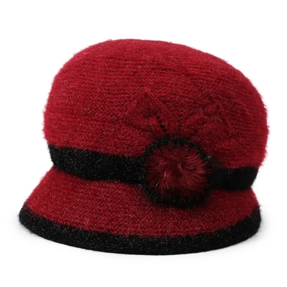 Womens Knit Beanie Thick Warm Lining Ear Protection Fleece Lined Cap Wind Resistant Stretchy Fabric Brimmed Knit Hat Daily Wear