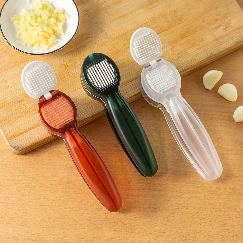 

2-in-1 Garlic Press Stainless Steel Vegetable Cutter Crusher Ginger Chopper Hand Held Manual tools Kitchen Novel Accessories