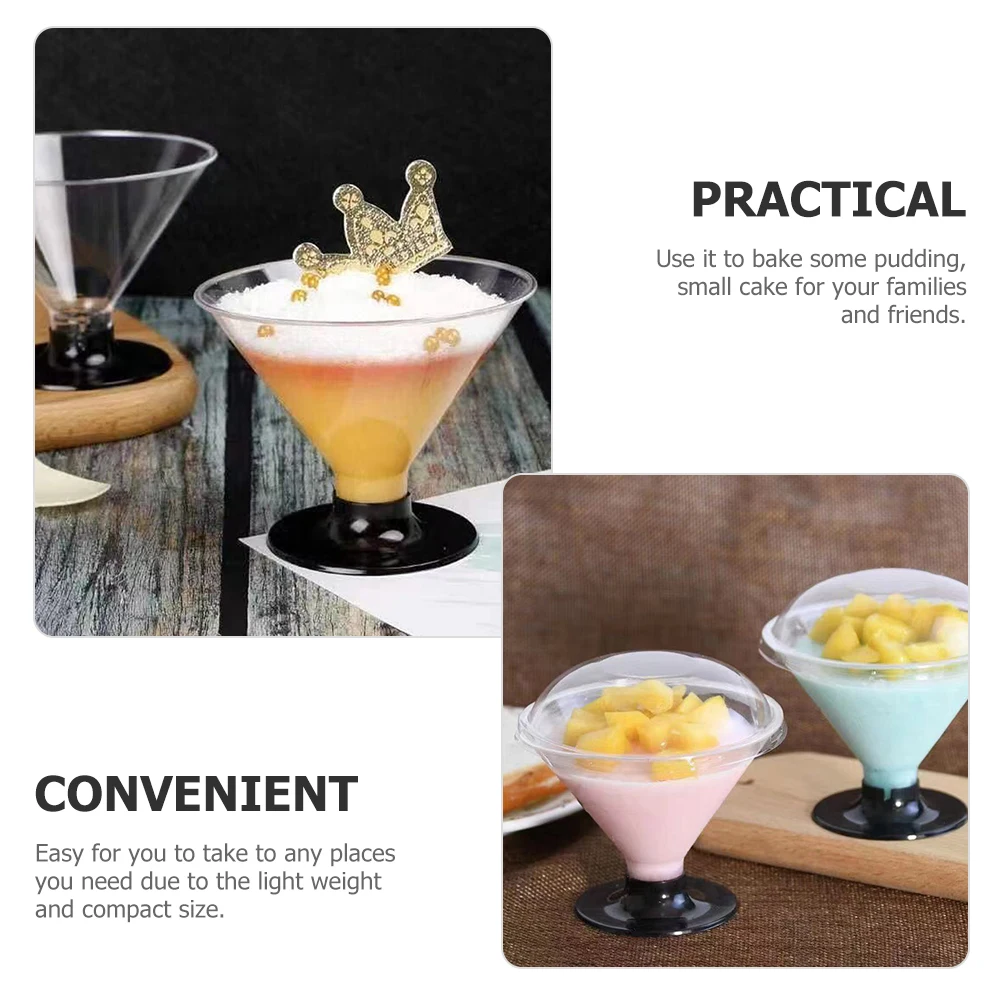 

10 Pcs Dessert Cup Small Cups Round Clear Parfait for Desserts Mini with Lids Appetizer Party