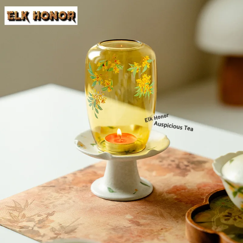 Hand-painted Osmanthus Flowers Candle Holder Antique Scented Aromatic Candles Candle Lights Teaset Home Decorations Decoration