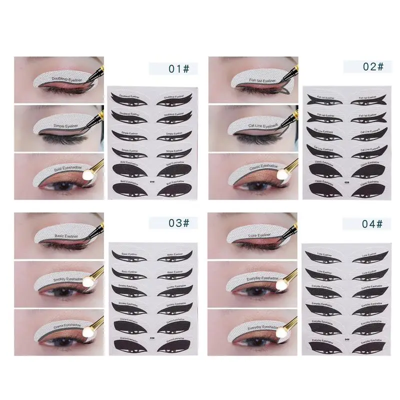 4/12pcs Eyeliner Stencils Winged Eyeliner Stencil Models Template Shaping Tools Eyeshadow  Stencils Stickers Set eye Makeup Tool
