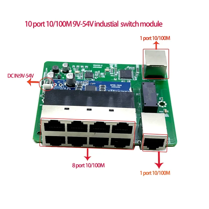 Standardowy protokół 802.3AF/AT 48V POE OUT/48V przełącznik poe 100 mb/s 8-portowy POE z 2-portowym przełącznikiem przemysłowym uplink/NVR