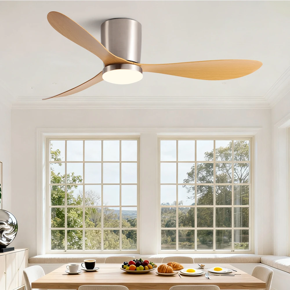 36/42/52 Inch Low Floor DC Motor Ceiling Fan with LED Light and Remote - 6-Speed Silent Deal for Bedroom Coffee Shop Home Hotel