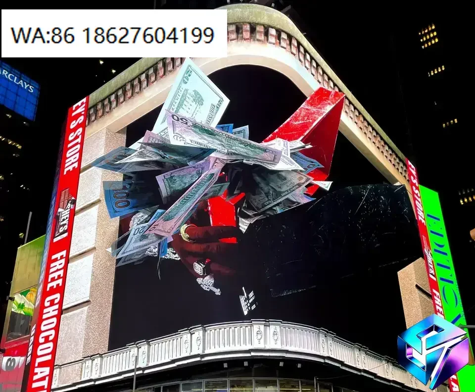 

P6 P8 P10 Outdoor Naked Eye 3D LED Display Curved Architectural Wall 90 Degree Commercial Advertising Screen