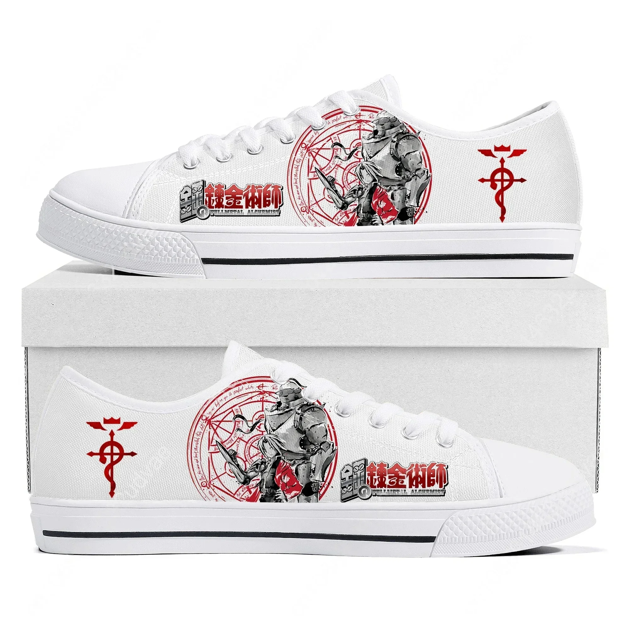 Comics Fullmetal Alchemis Low Top Sneakers High Quality Mens Womens Canvas Sneaker Couple Shoes Custom Casual Shoe