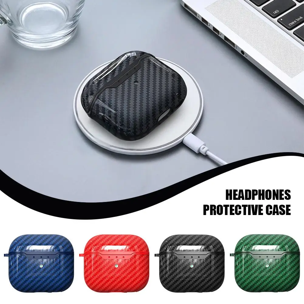 For 4 Storage Protective Carbon Fiber Protective Headphone Cover Dustproof Wirelessly Pattern Rechargeabl Z7p1