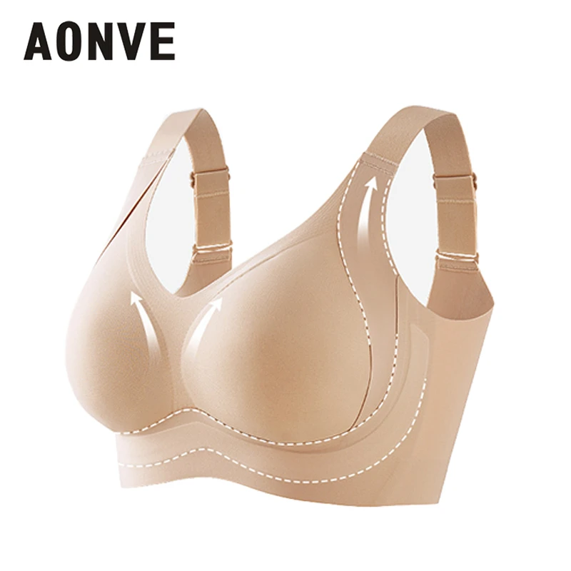 

AONVE Women's Bra Breathable Gather Together Bralette Seamless Bra No Underwire Comfortable Underwear Widen The Shoulder Straps