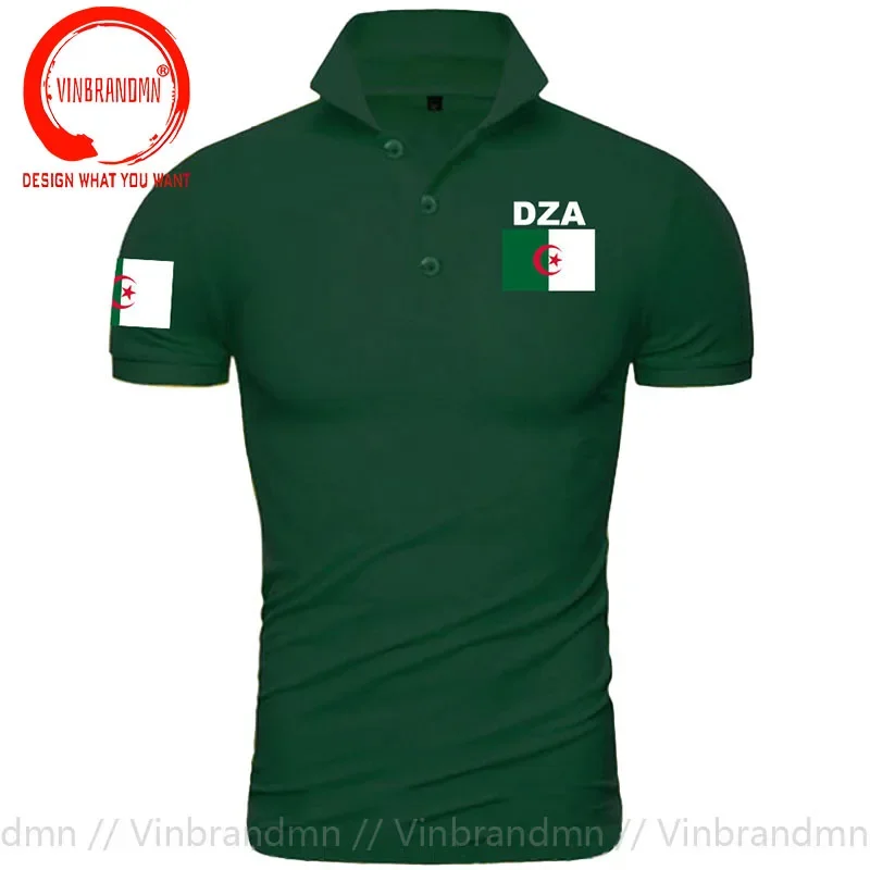 Polos DZA de la República de Argelia, Polo estampado de marca de manga corta para hombre, Polo con bandera de Dzayer de la nación del país