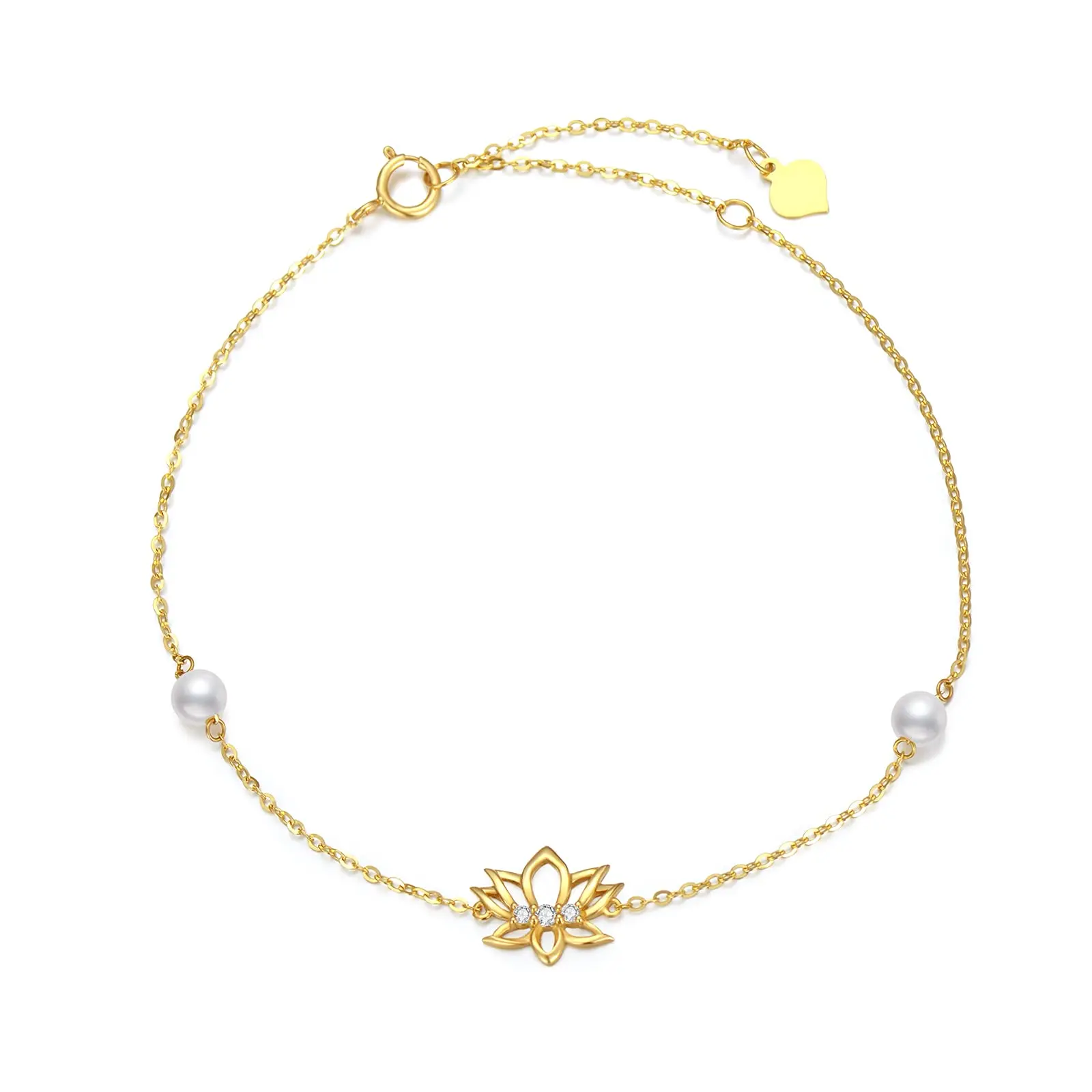 

YFN 14K Real Gold Flower Bracelet for Women Girls Yellow Gold Lotus Pearl Daisy Sunflower Bracelet Anniversary Birthday Gifts