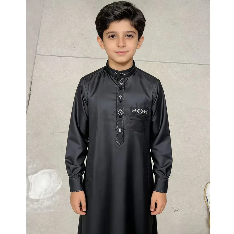 1Dozen Muslim Children's Jubba Thobe Qatar Pakistan Kids Kaftan Abaya Small-Big Boy Prayer Clothes Arab Saudi Long Shirt Ramadan