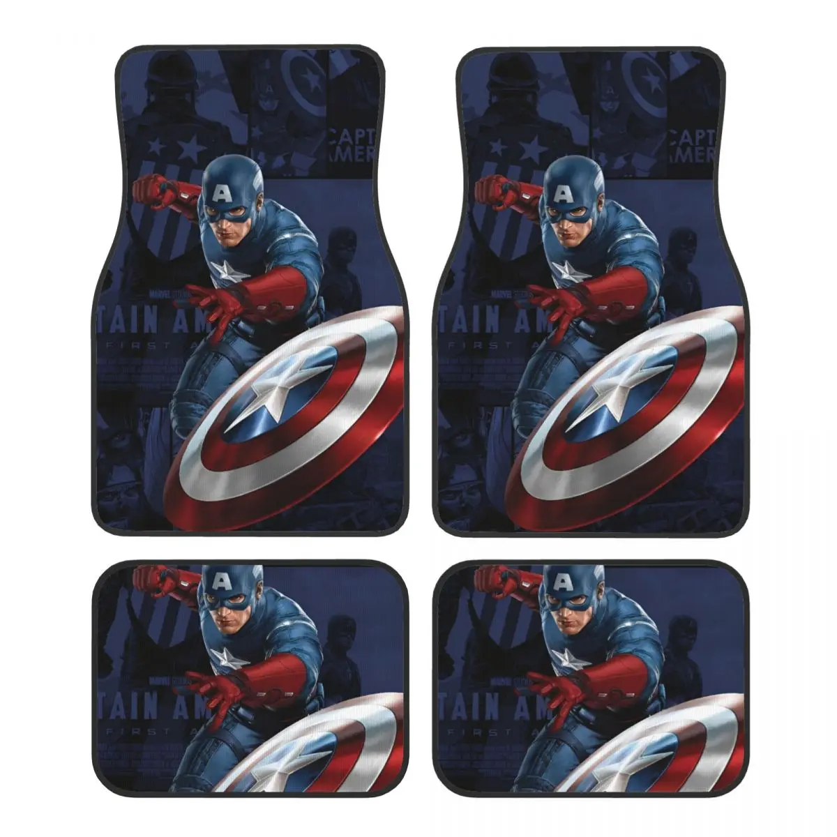 Captain America Floor Mats for Cars All-Weather Anti-Slip Floor Mats Liner Full Set Car Accessories