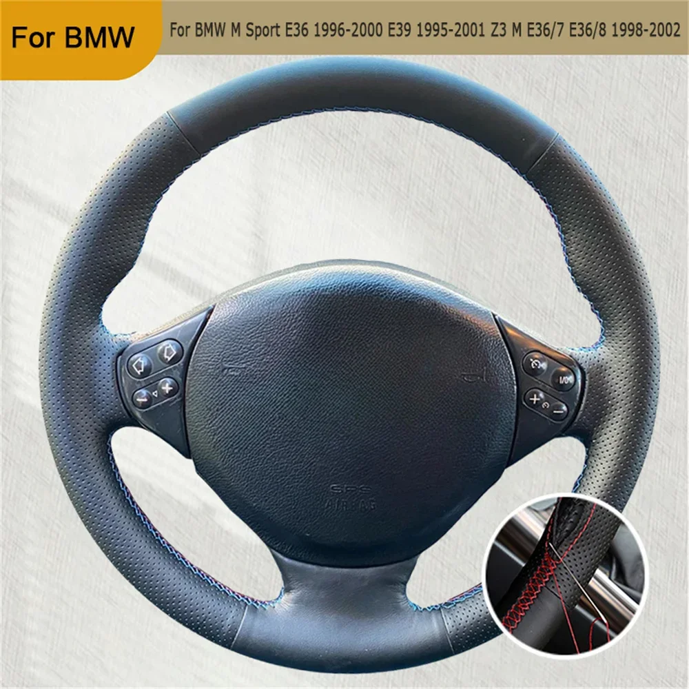 

Car Steering Wheel Cover Microfibre Leather Car Interior For BMW M Sport E36 1996-2000 E39 1995-2001 Z3 M E36/7 E36/8 1998-2002