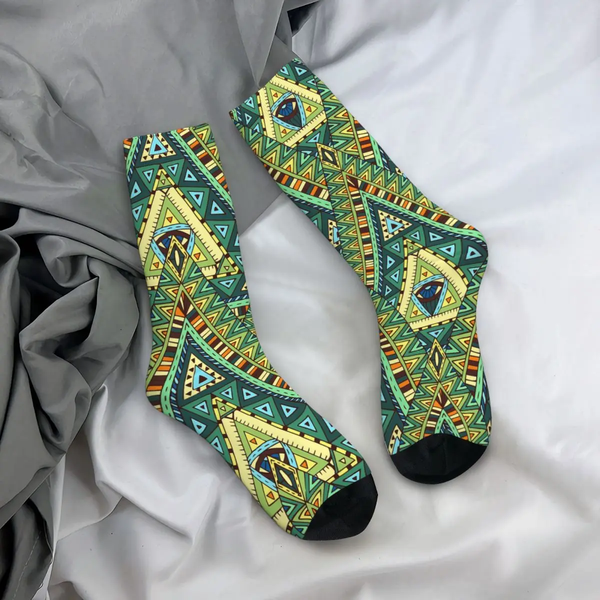 Chaussettes à imprimé tribal ethnique pour filles, bas amusants, chaussettes d'extérieur respirantes, chaussettes graphiques antibactériennes, Boho, printemps