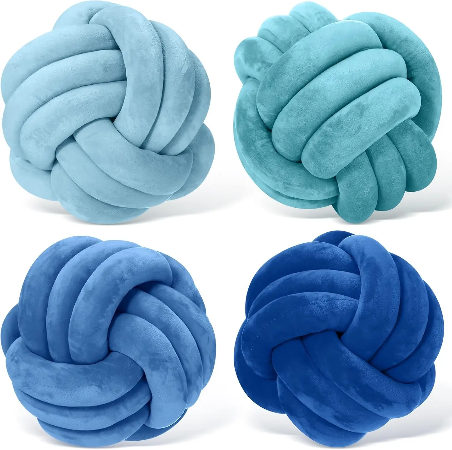 Handmade Blue Throw Knot Pillow Ball for Home Chair Sofa Couch Bed Aesthetic Round Velvet Gift Knotted Pillow Cushion Pink