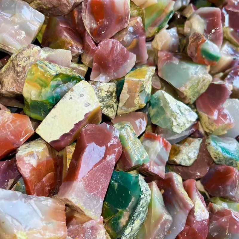 Natural Qinziyu Purple-Green Agate Raw Stone Irregular Shape Crystalsplay Specimen Loose Synthetic Gemstone Mineral Specimens