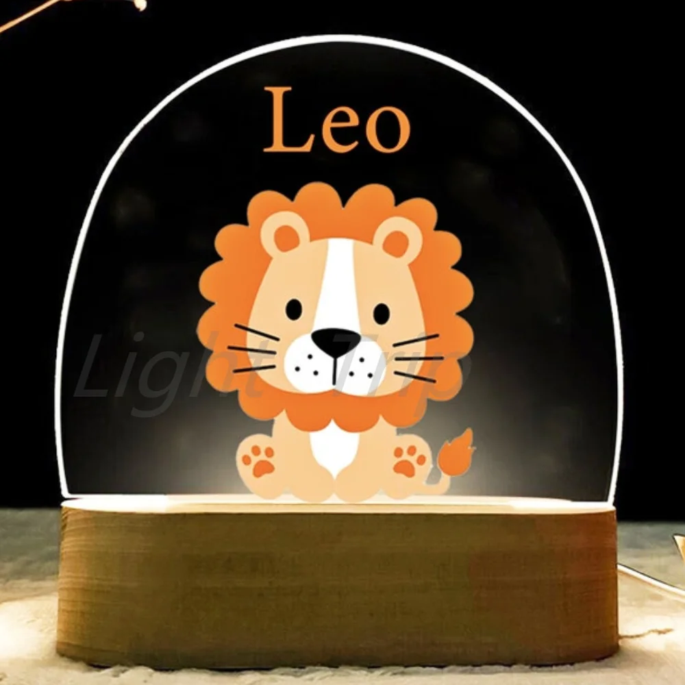 Personalizzato simpatici animali luce notturna baby birthgift lampada da comodino regalo per bambini baby battesimo night light kids baby room decor