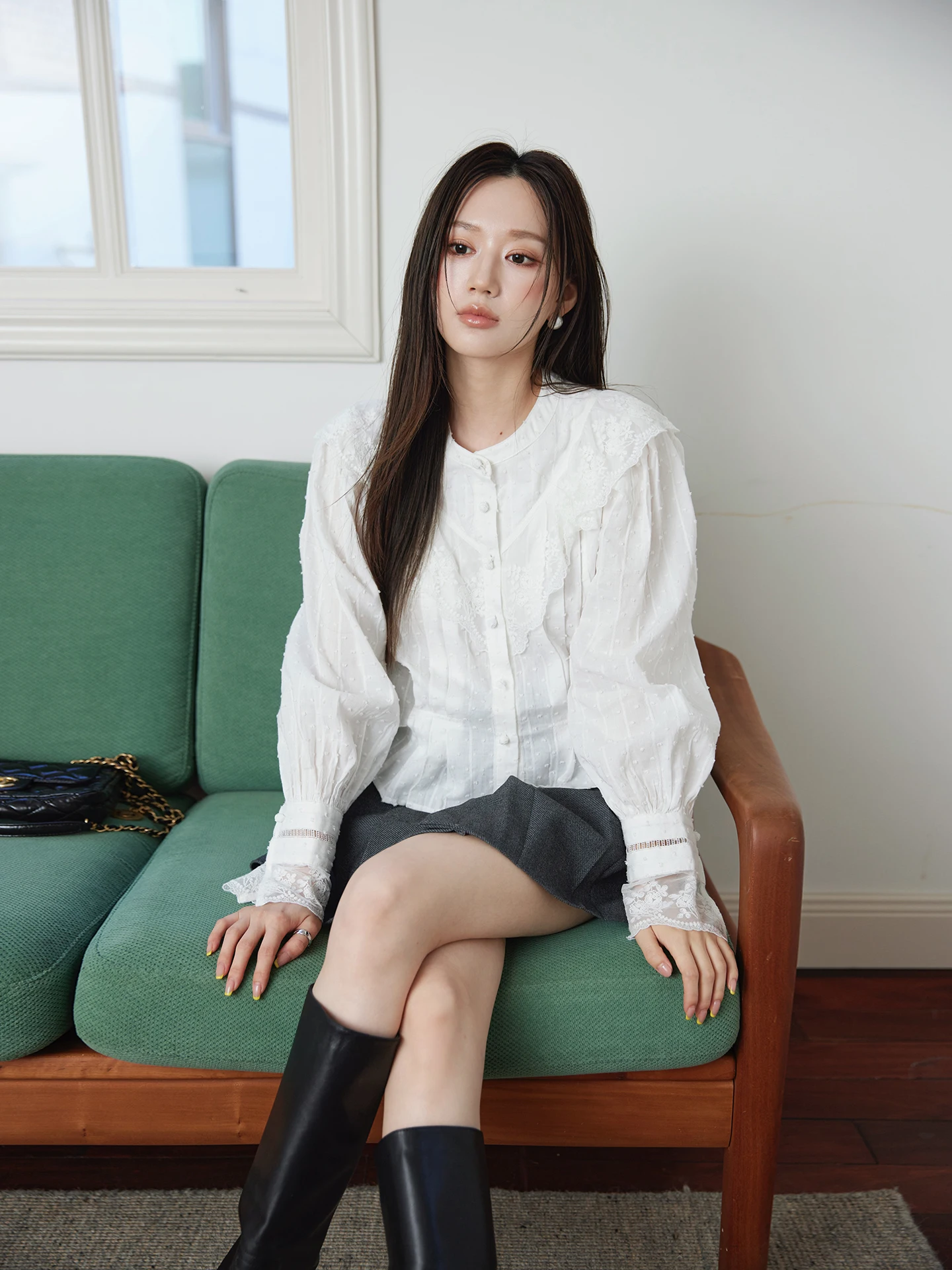 

Paris Letter of Love Lace irt Women's Heavyweight 00 Cotton Texture Sensation Casual Sle round Ne ort Sve irt