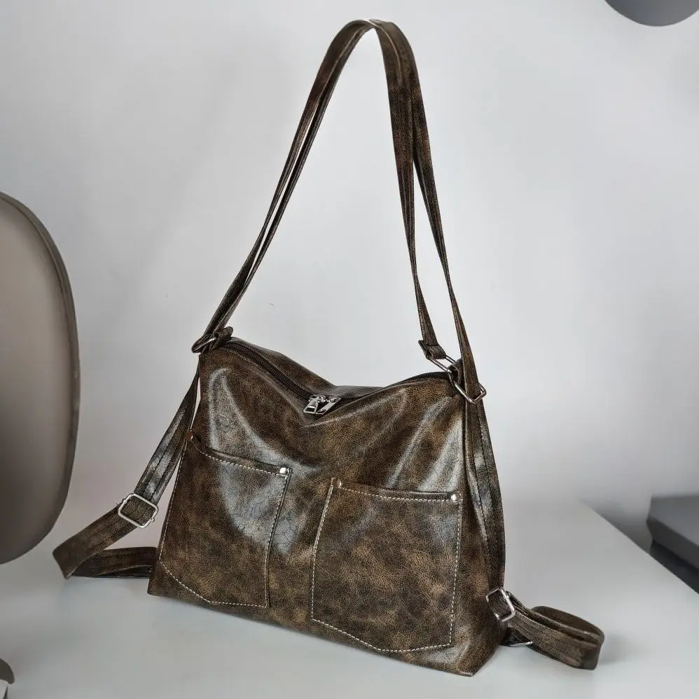 

Американская ретро-мода Y2k, большая вместительная сумка из искусственной кожи, сумки на плечо, сумка для хранения, сумки через плечо, женская сумка