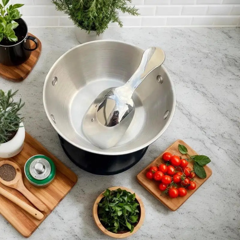 

Elegant Stainless Steel Cuisine Bowl with Handle; Ideal for Rice, Wine and Sauces