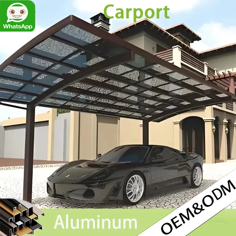 Aluminum Car Canopy Custom Size Metal Frame Fixed PE Roof Durable Outdoor Carport Shelter for Car Parking