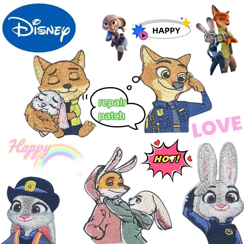 

Disney Judy Hopps Nick Wilde, ценные креативные вышитые тканевые наклейки, новая одежда с героями мультфильмов, ремонт рюкзака, субсидия, цветы