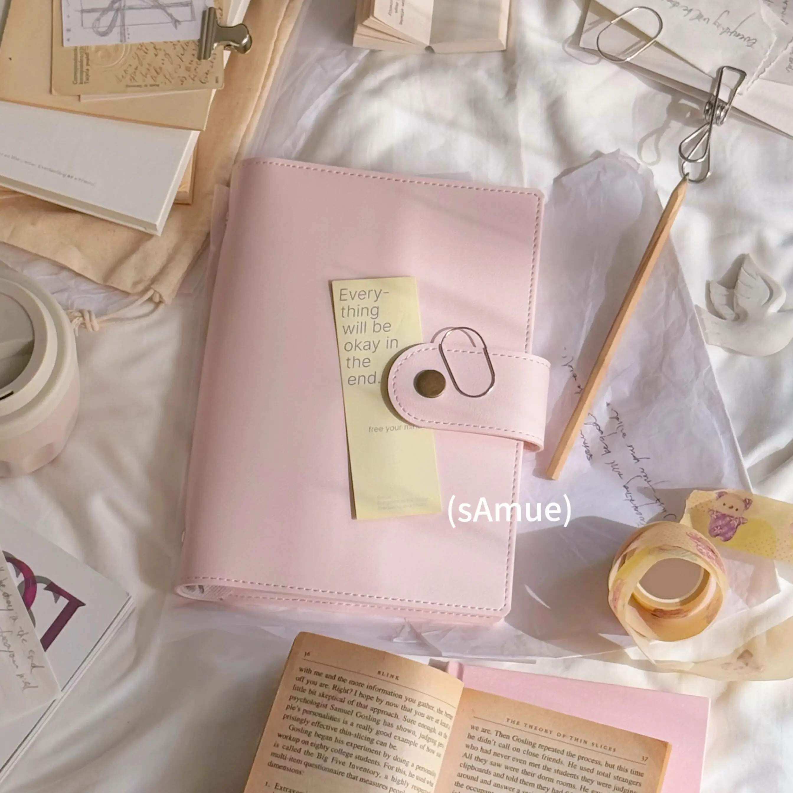 Premium PU Leather A5  Snap Button Ring Binder – Multi-Color Dopamine Journal & Notebook, Travel Planner for Gift