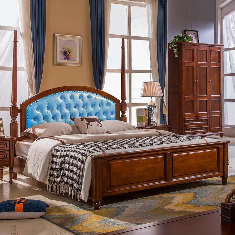 Customizable Letto queen americano Doppio design Camera da letto di alta qualità Letto lounge romano Comodo semplice