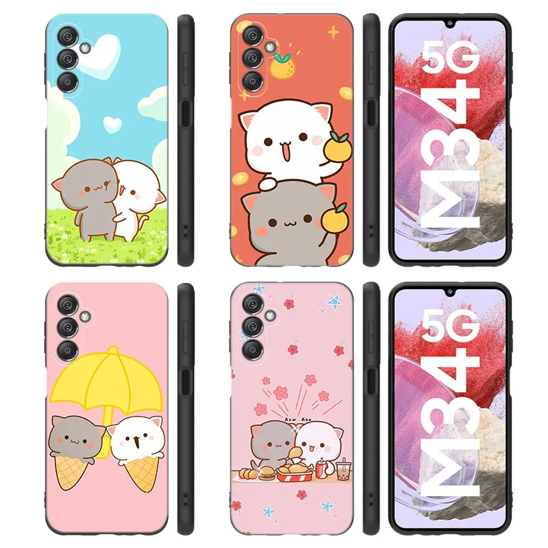 Чехол для телефона Peach And Goma Cat для Samsung Note 8 9 10 Lite 20 Ultra M40 M60 M80 S M14 M32 M33 5G M04 M10 M11 M12 M31 M42 M51 M62