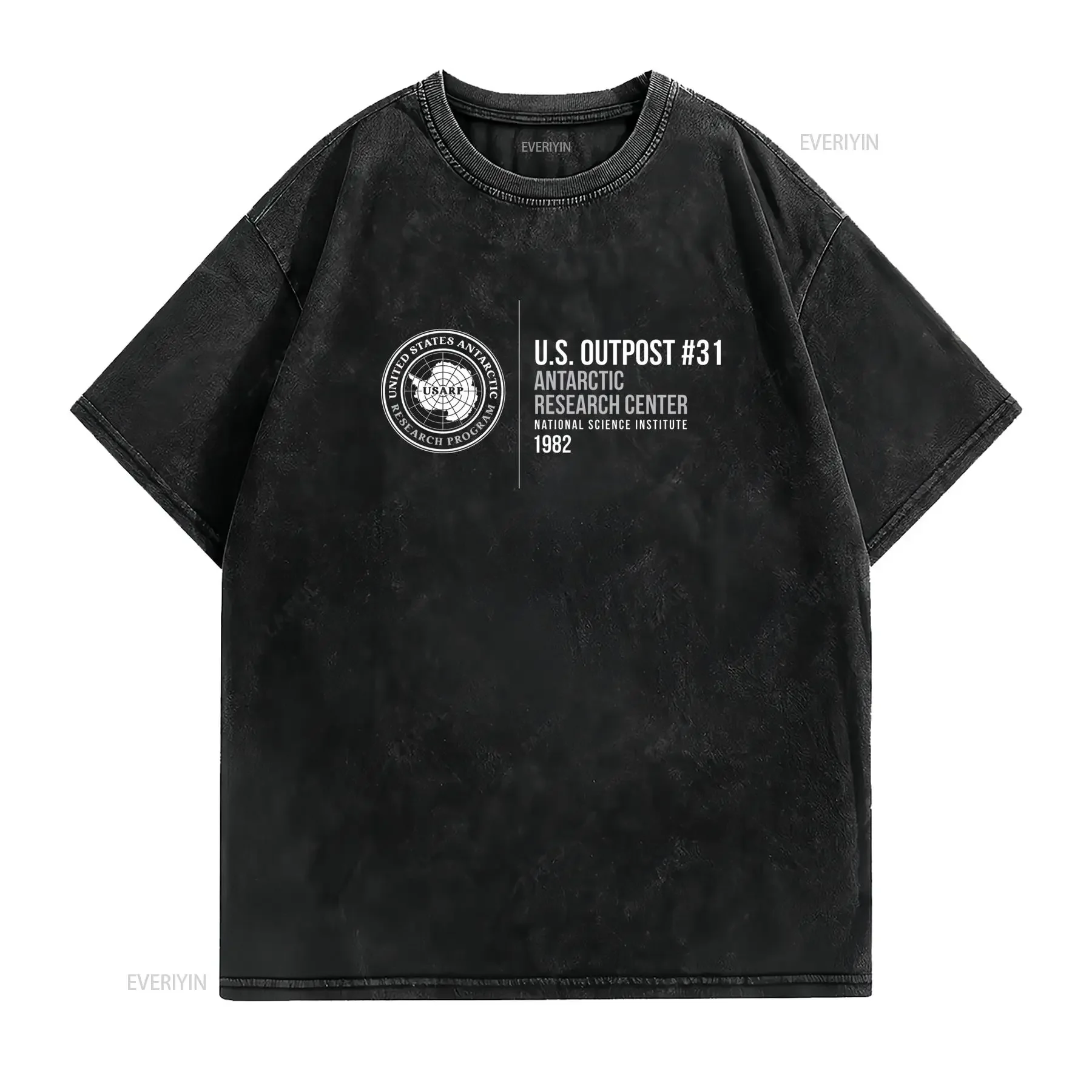 Camiseta de Investigación Antártica Outpost 31 Cuello Redondo Casual Tejido Ligeramente Elástico Corte Regular Estampado homme