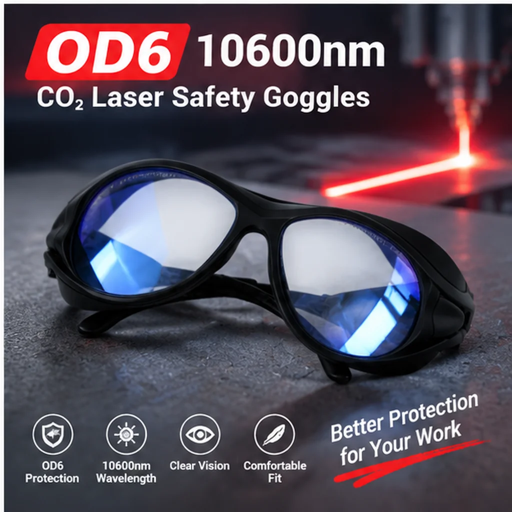 DMK CO2 Laser Safety Goggles OD6 Radiation Protection 10600nm Protective Glasses Clear View For Mark/Engraving/Cutting Machine