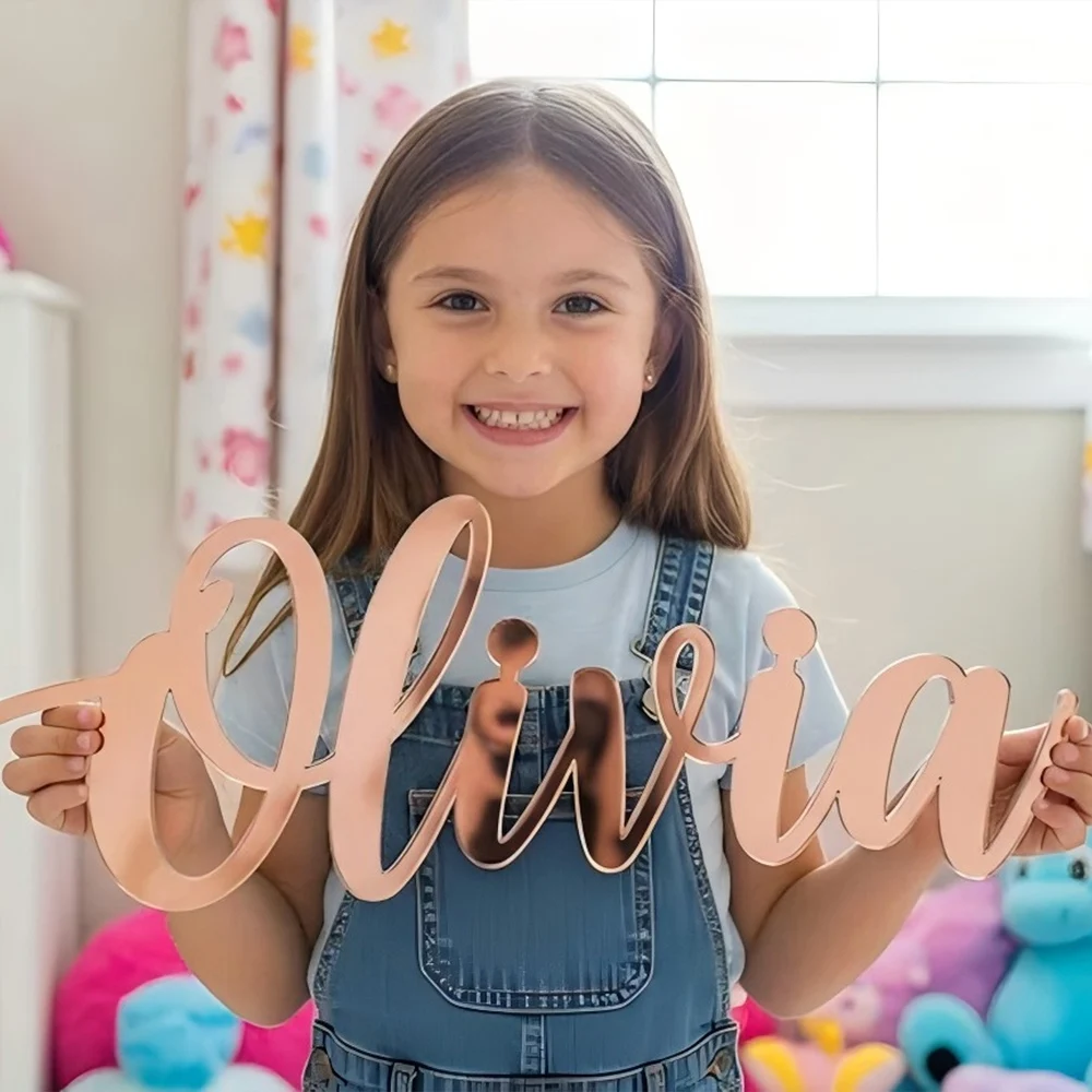 Personalised Acrylic Baby Name Sign 3D Wall Wall Stickers Sign Custom Nursery Decor Baby Shower Wedding Party Plaque Gift Dropsh - Image 5
