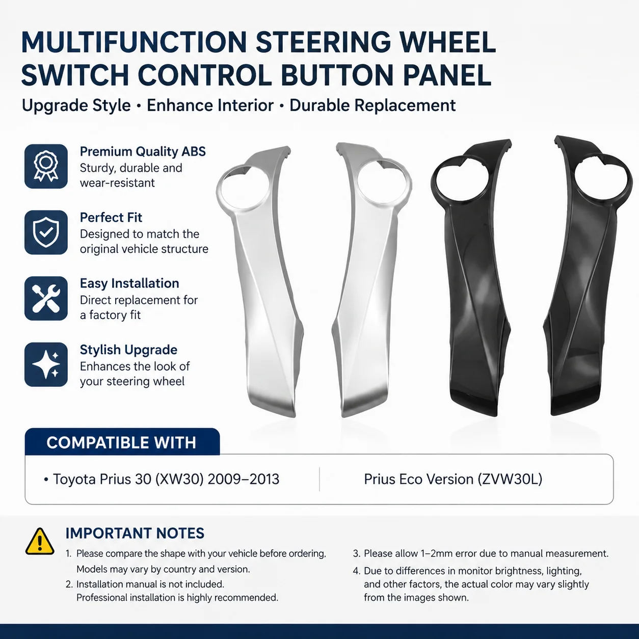 

NEW Button Frame For Toyota Prius 30 XW30 2009-2013 Prius Eco ZWV30L Multifunction Steering Wheel Switch Control Button Panel